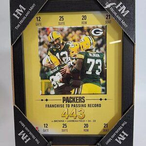Highland Mint Green Bay Packers Aaron Rogers Franchise Record Framed Ticket NEW